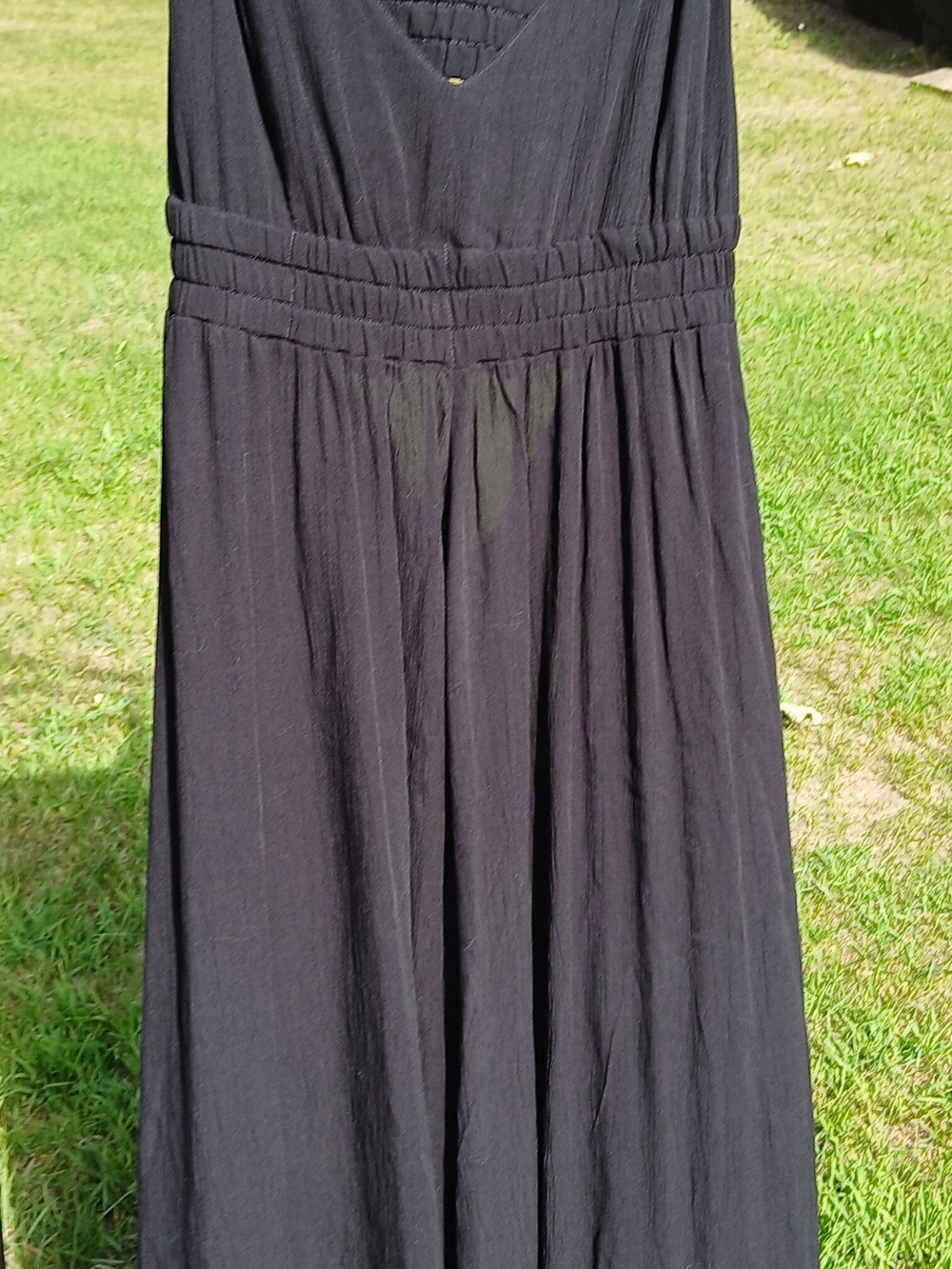 Old Navy Black Maxi Dress with Gathered Waist And Cut Out Back